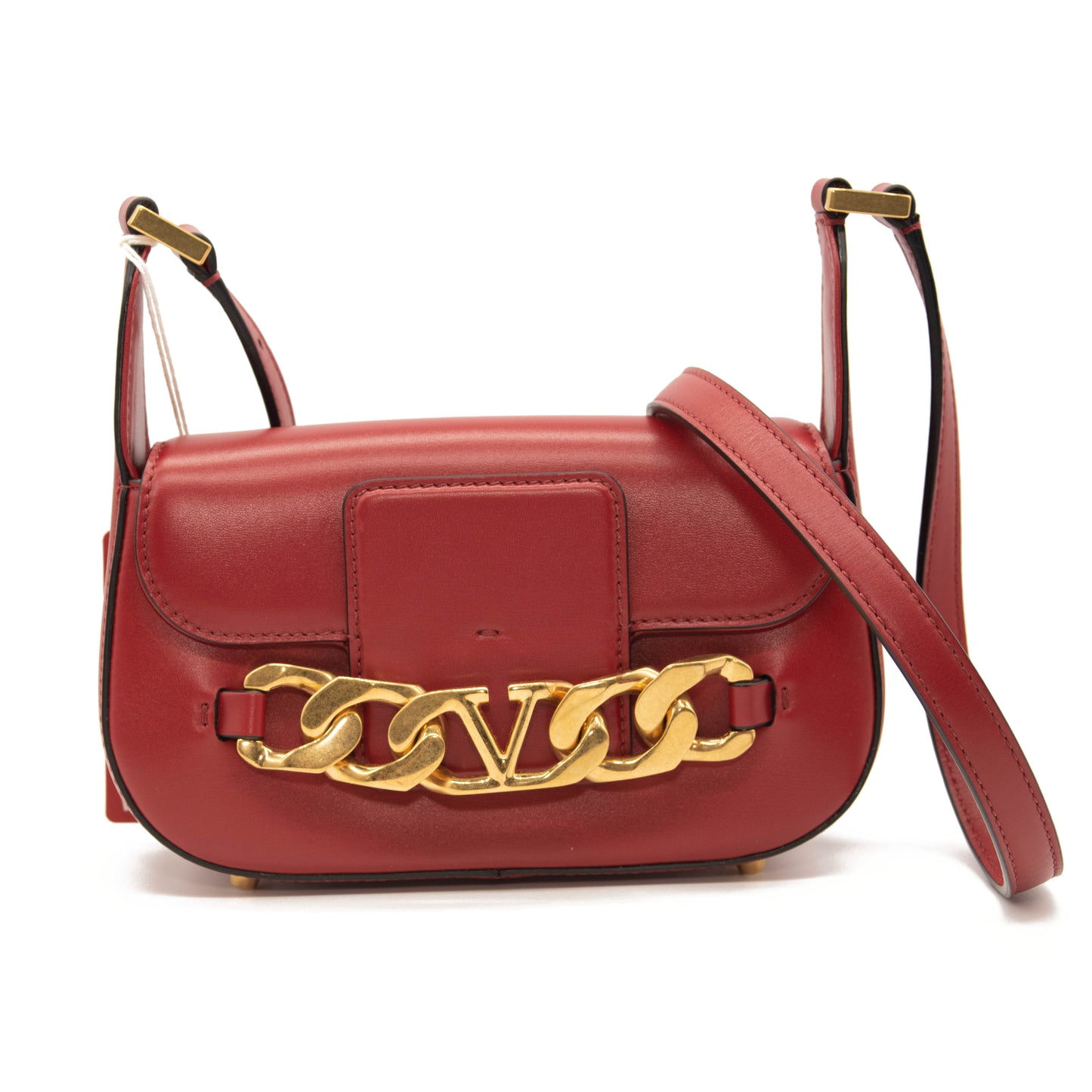 NEW Valentino Small VLOGO Chain Leather Shoulder Bag Red