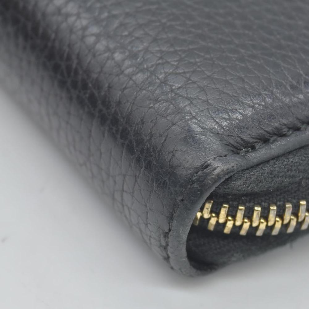 $880 Gucci Gucci Black Leather Bamboo Tassel Zip Around Wallet CONSIGNMENT