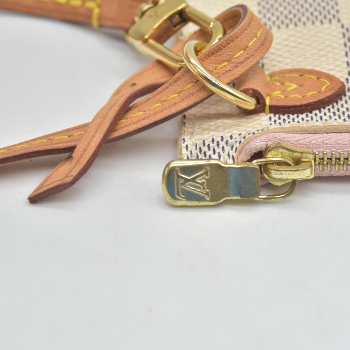 $600 Louis Vuitton Damier Azur Neverfull MM GM Pochette Rose Ballerine MS3179
