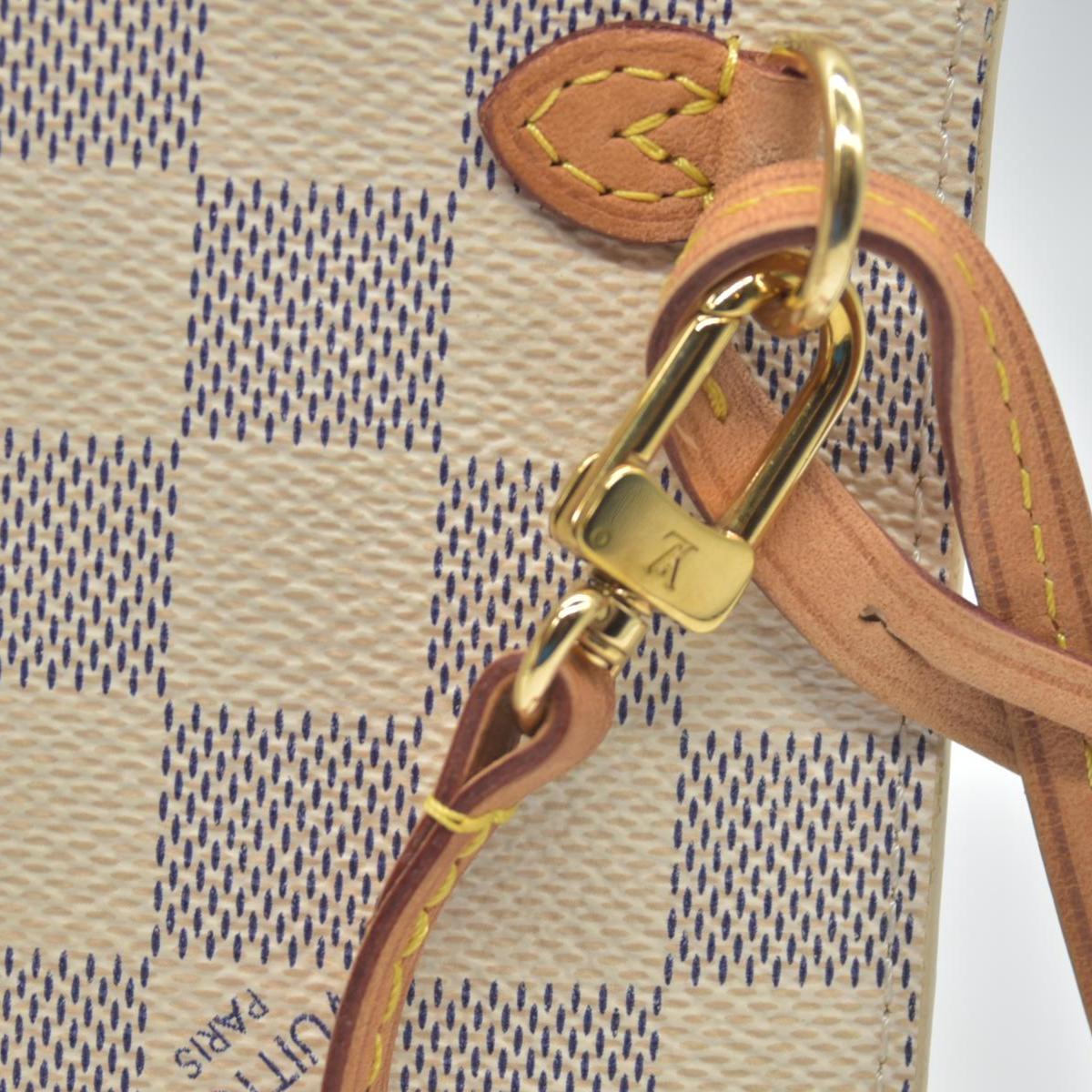$600 Louis Vuitton Damier Azur Neverfull MM GM Pochette Rose Ballerine MS3179