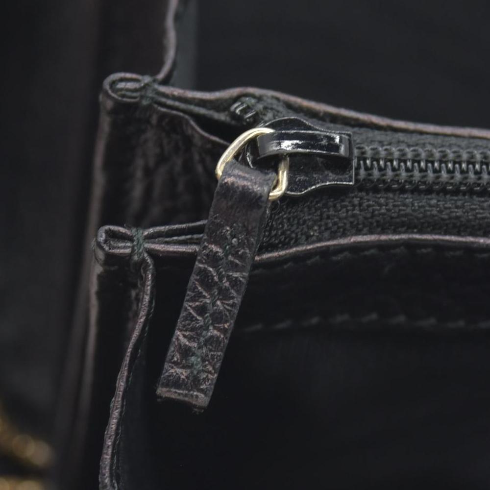 $880 Gucci Gucci Black Leather Bamboo Tassel Zip Around Wallet CONSIGNMENT
