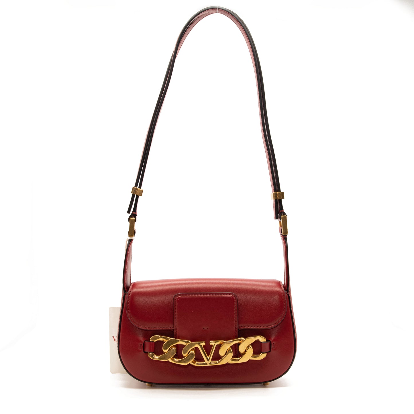 NEW Valentino Small VLOGO Chain Leather Shoulder Bag Red