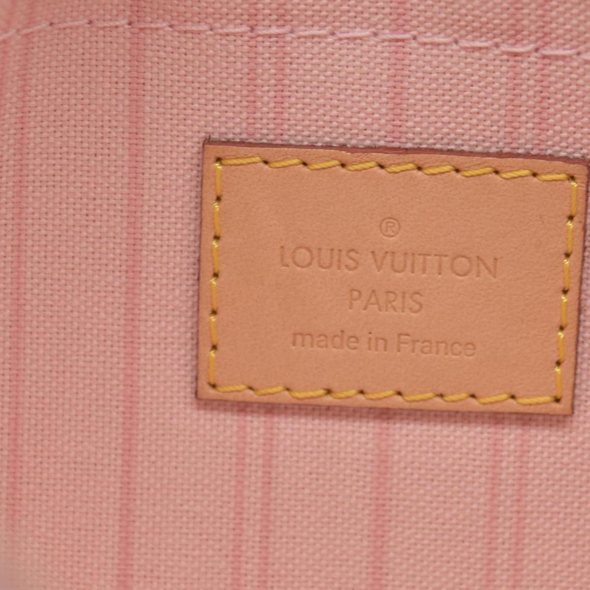 $600 Louis Vuitton Damier Azur Neverfull MM GM Pochette Rose Ballerine MS3179