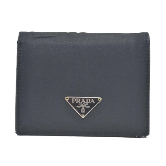Prada  Tessuto Nylon Tri-Fold Compact Wallet Black