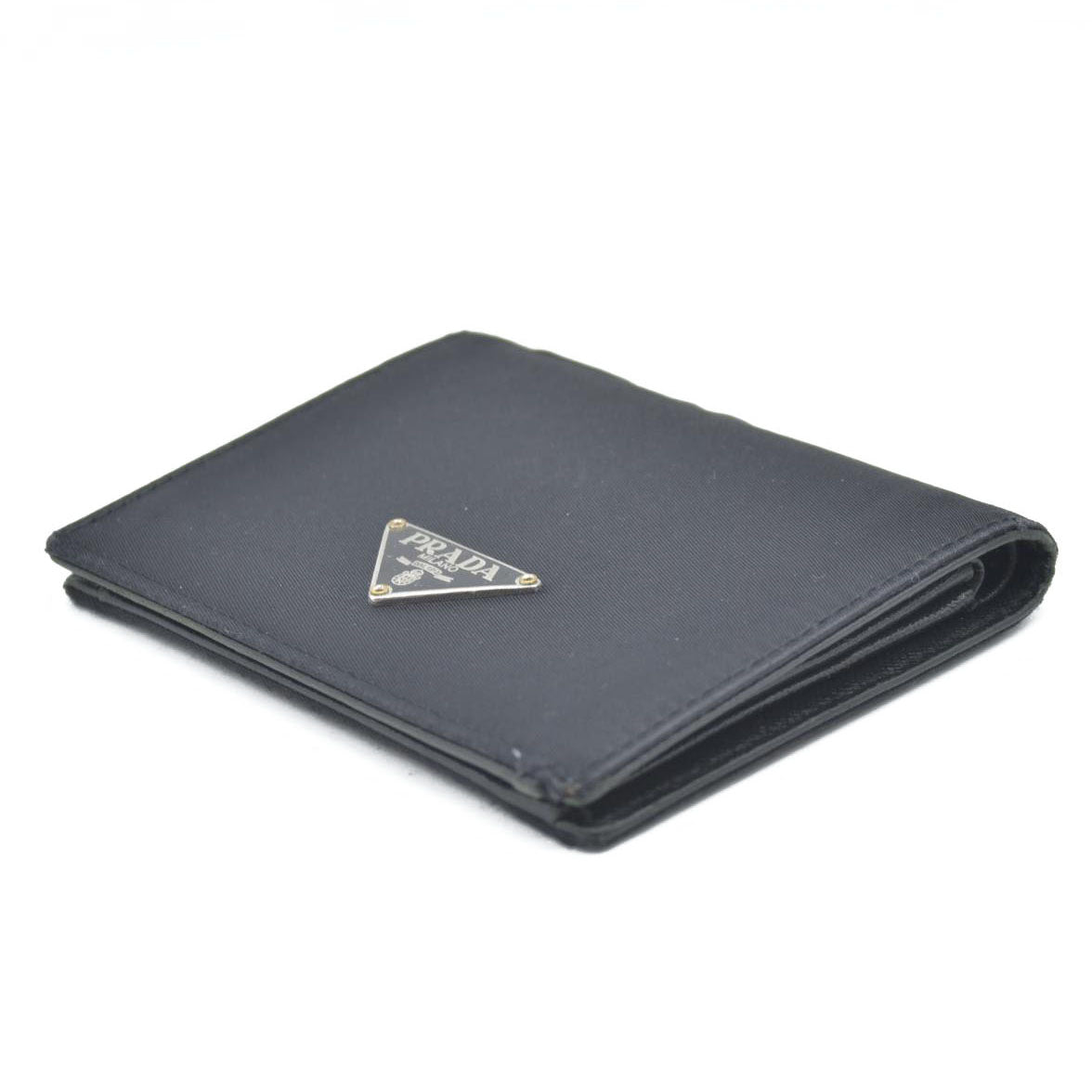 Prada  Tessuto Nylon Tri-Fold Compact Wallet Black