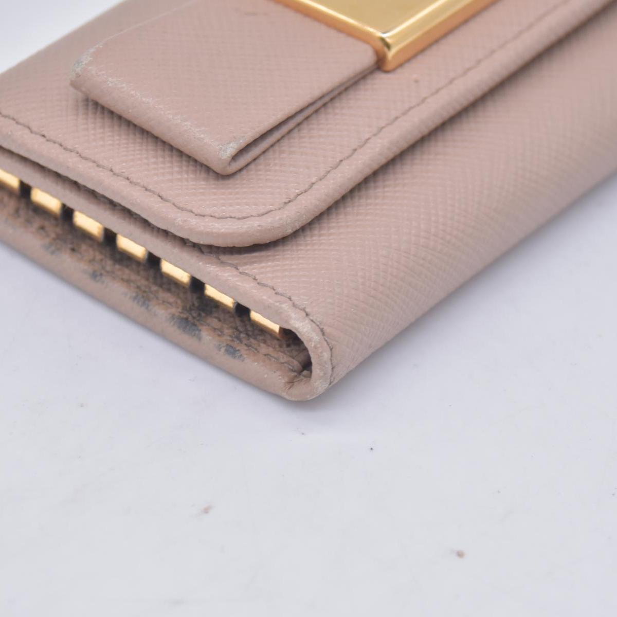 $595 Prada Saffiano Lux Leather Compact Wallet Beige CONSIGNMENT