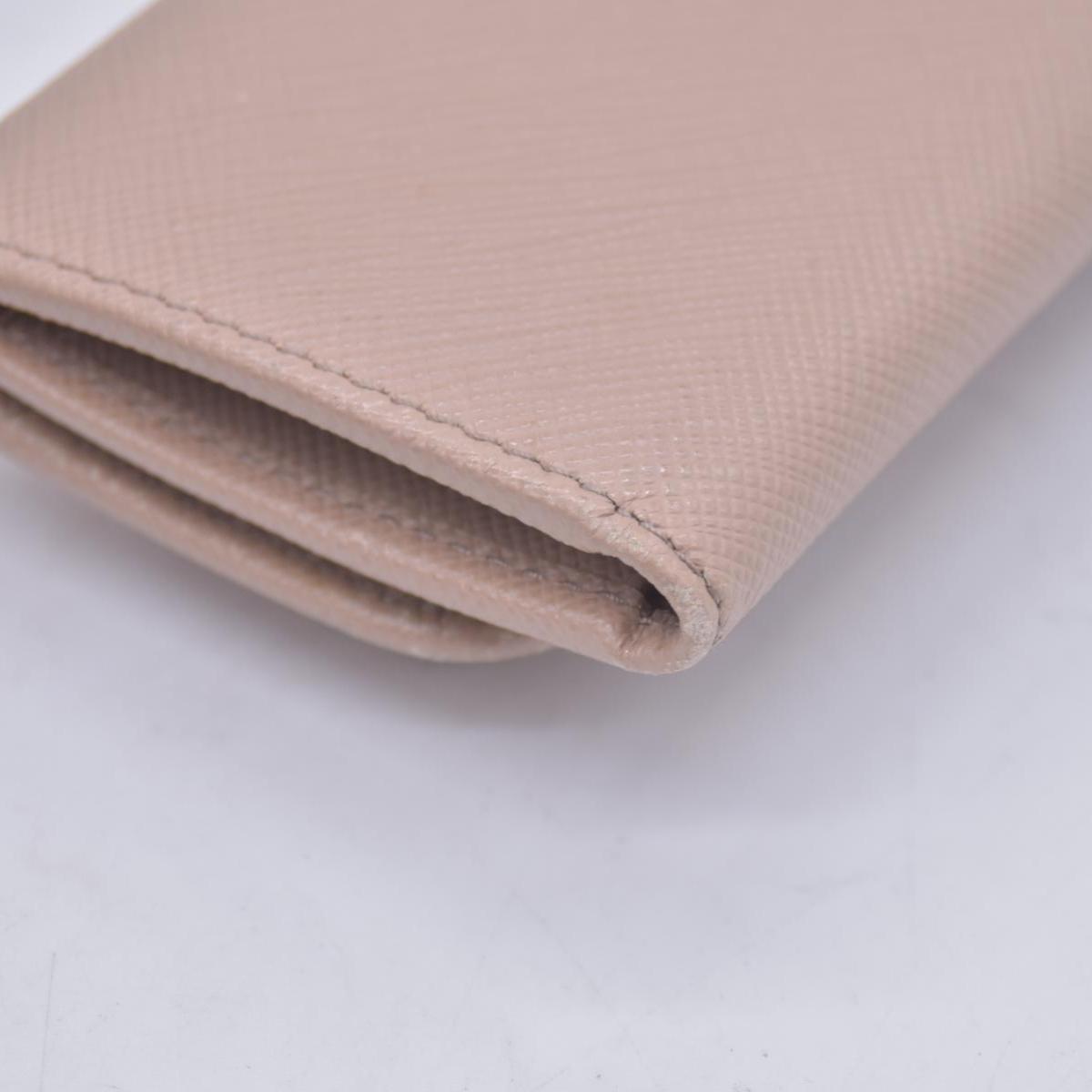 $595 Prada Saffiano Lux Leather Compact Wallet Beige CONSIGNMENT