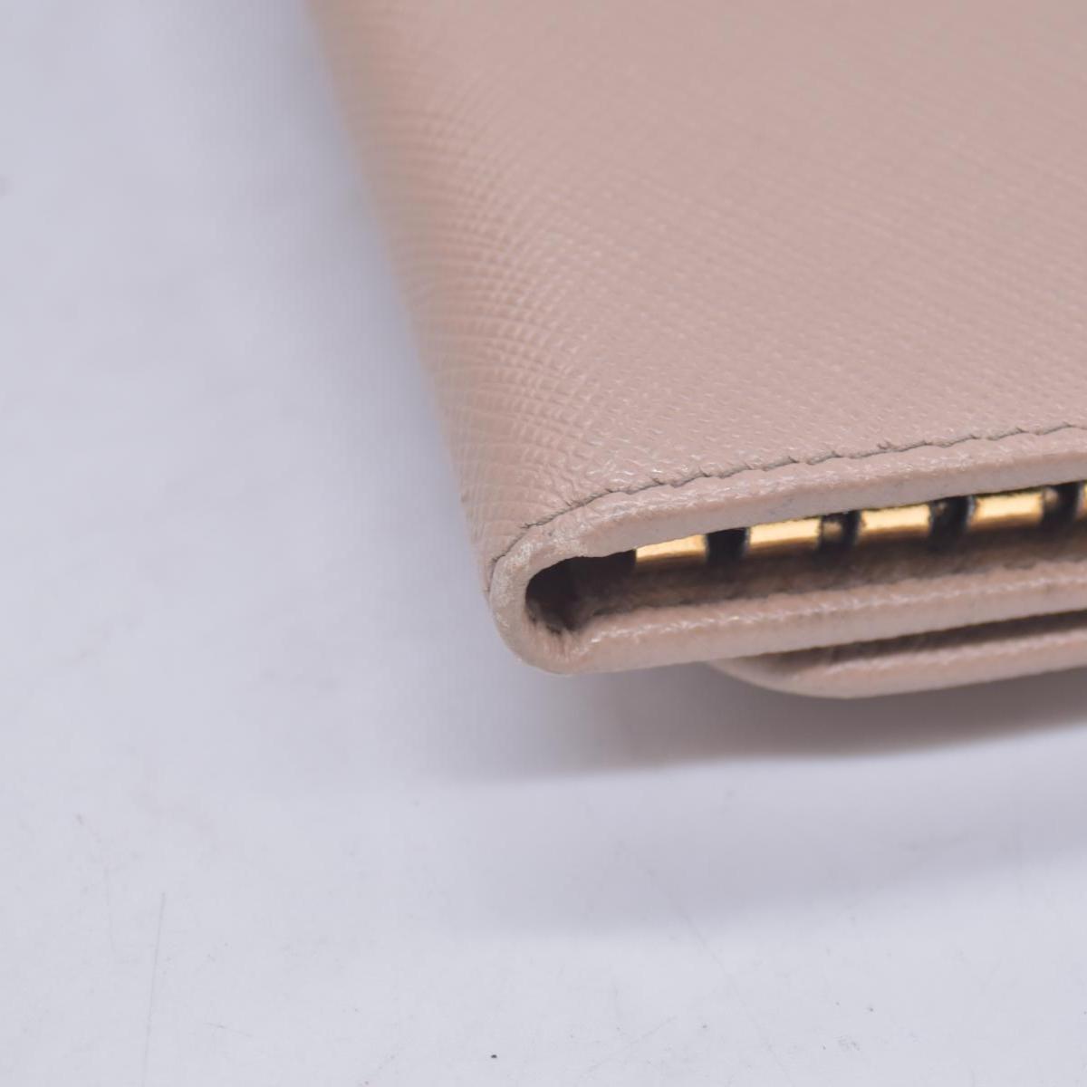 $595 Prada Saffiano Lux Leather Compact Wallet Beige CONSIGNMENT