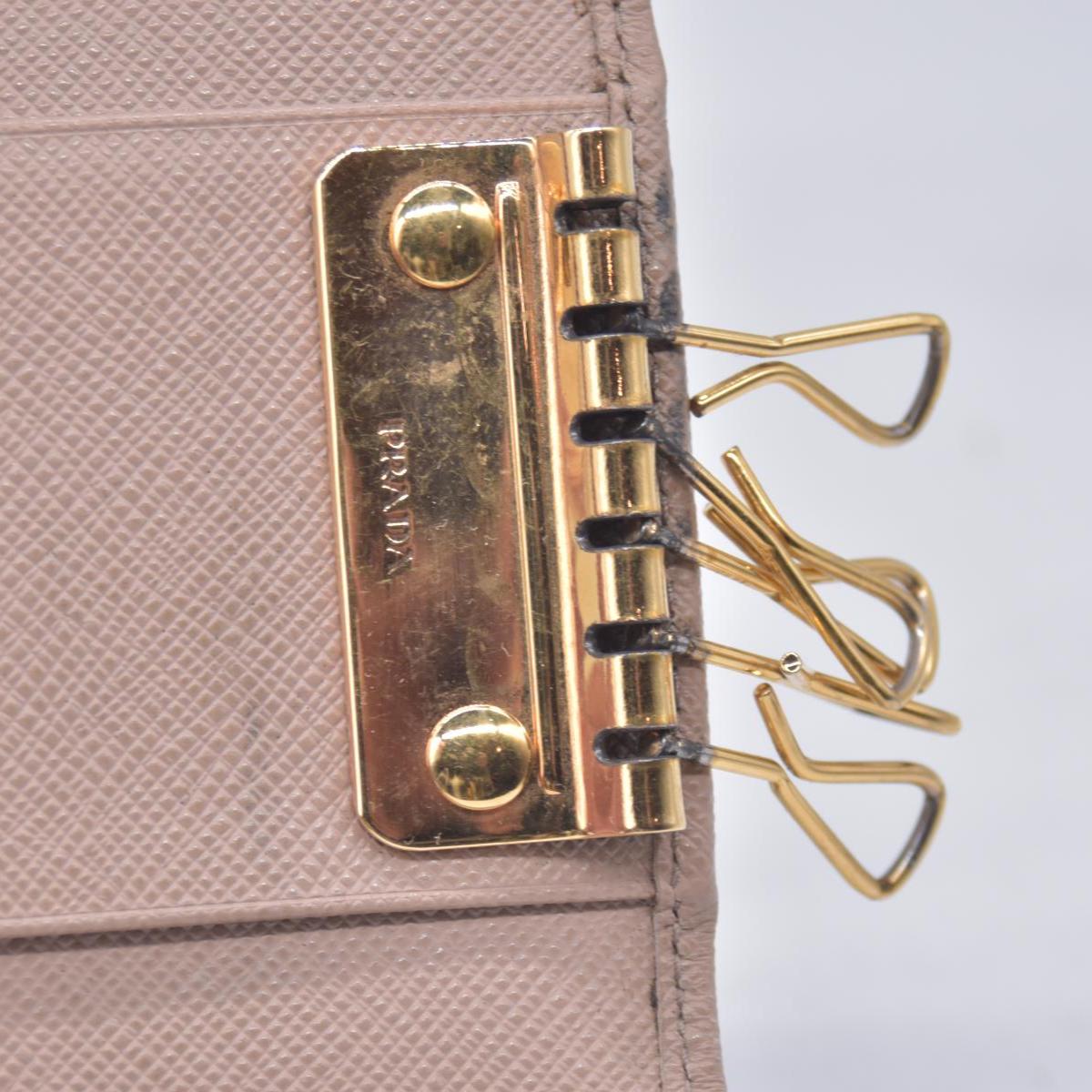 $595 Prada Saffiano Lux Leather Compact Wallet Beige CONSIGNMENT