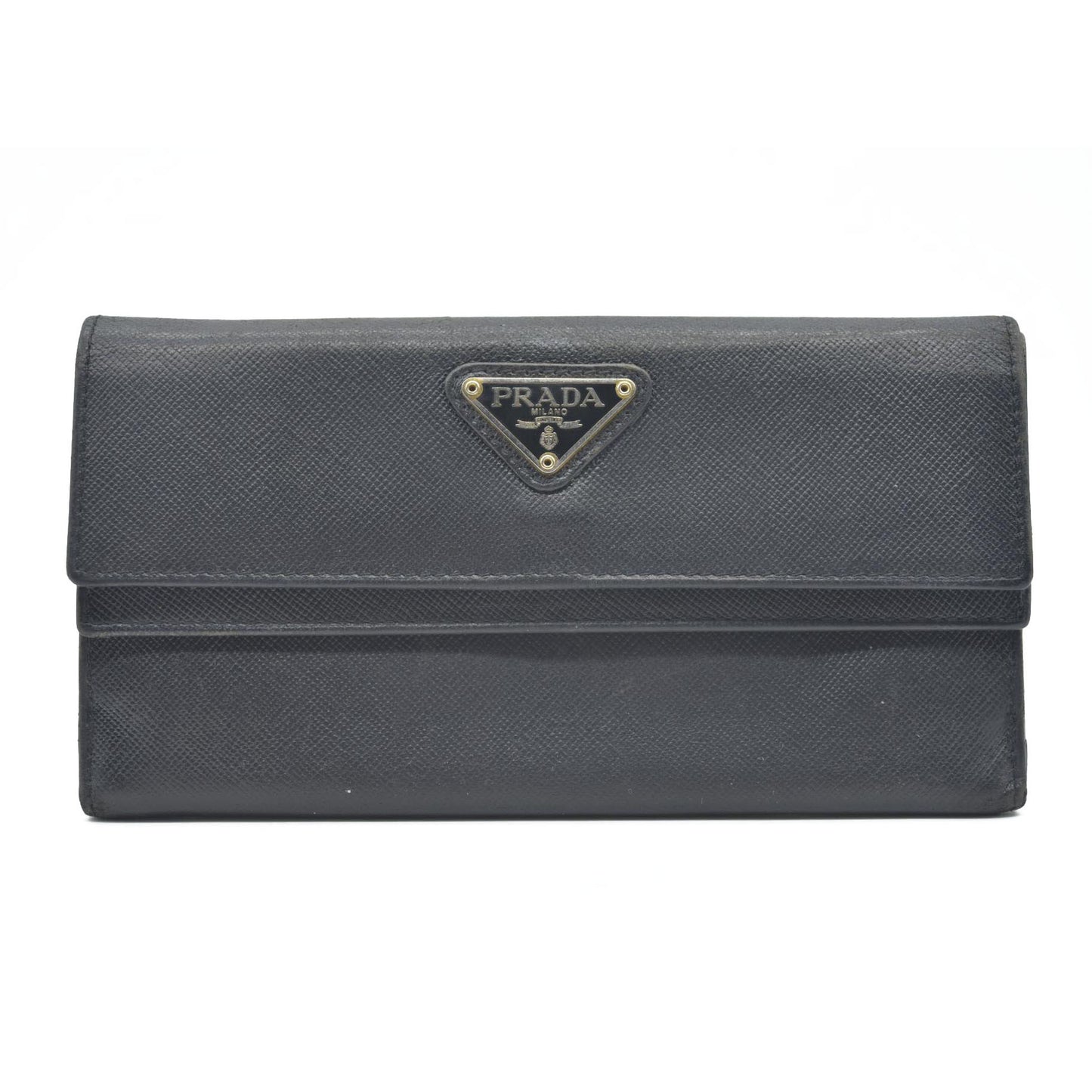 Prada Saffiano Tessuto Nylon Saffiano Tri-Fold Wallet Black