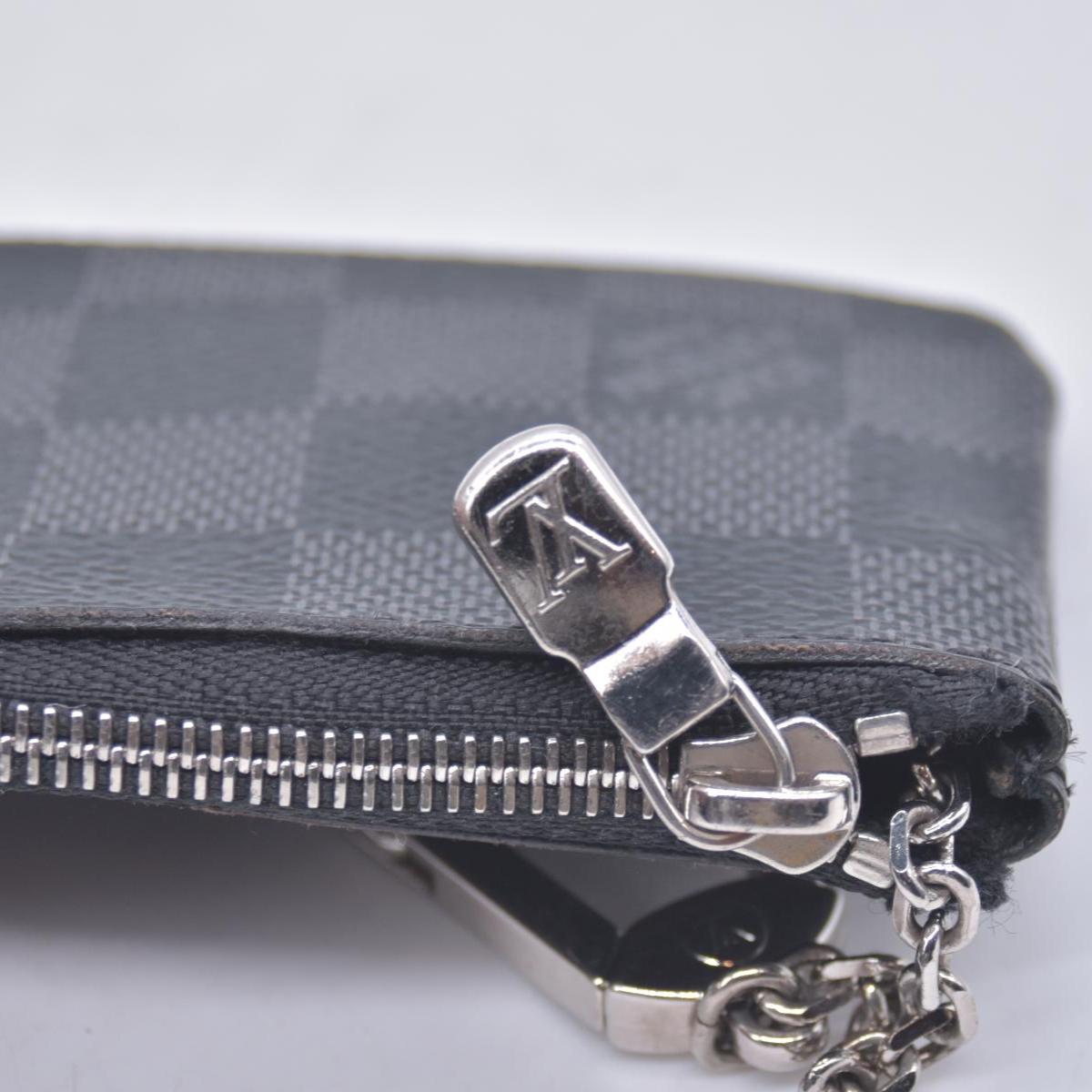 $355 Louis Vuitton  Damier Graphite Canvas Pochette Cles Key Pouch CONSIGNMENT