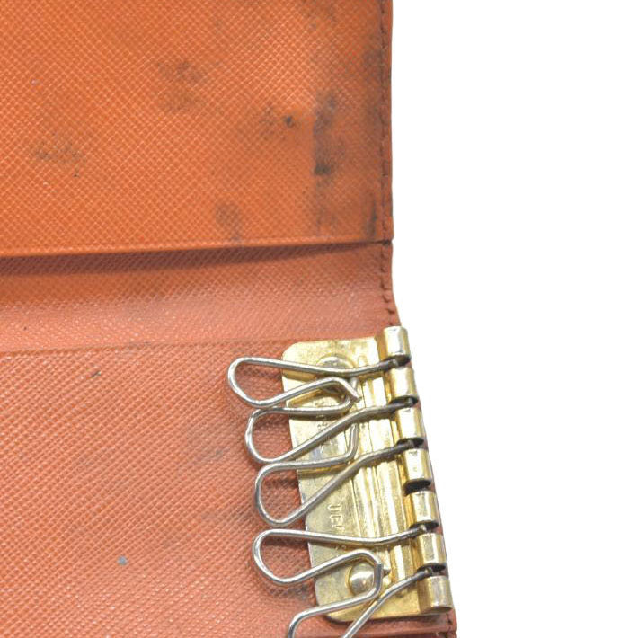 Prada  Saffiano Nylon Metal 6 Key Holder Orange