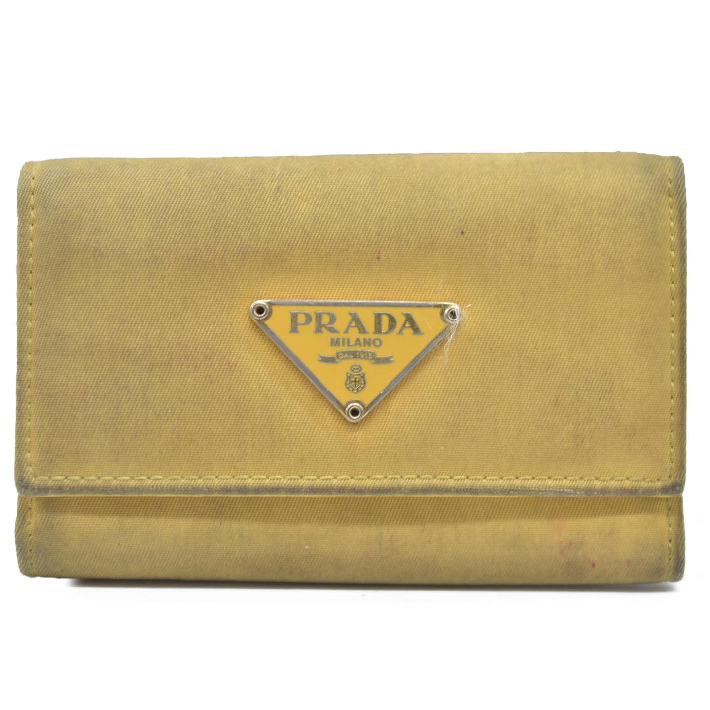 Prada  Saffiano Nylon Metal 6 Key Holder Yellow
