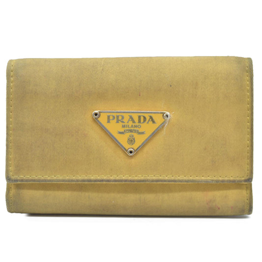 Prada  Saffiano Nylon Metal 6 Key Holder Yellow