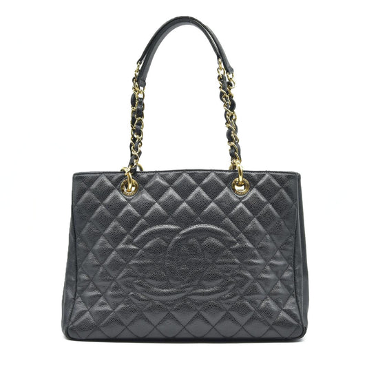 AUCTION $2900 Chanel  Caviar Quilted Grand Shopping Tote GST Black