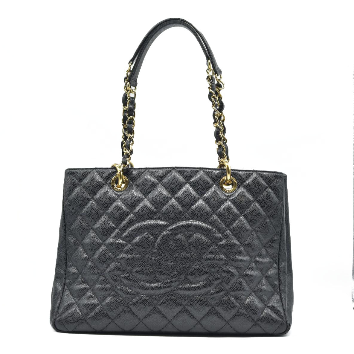 AUCTION $2900 Chanel  Caviar Quilted Grand Shopping Tote GST Black