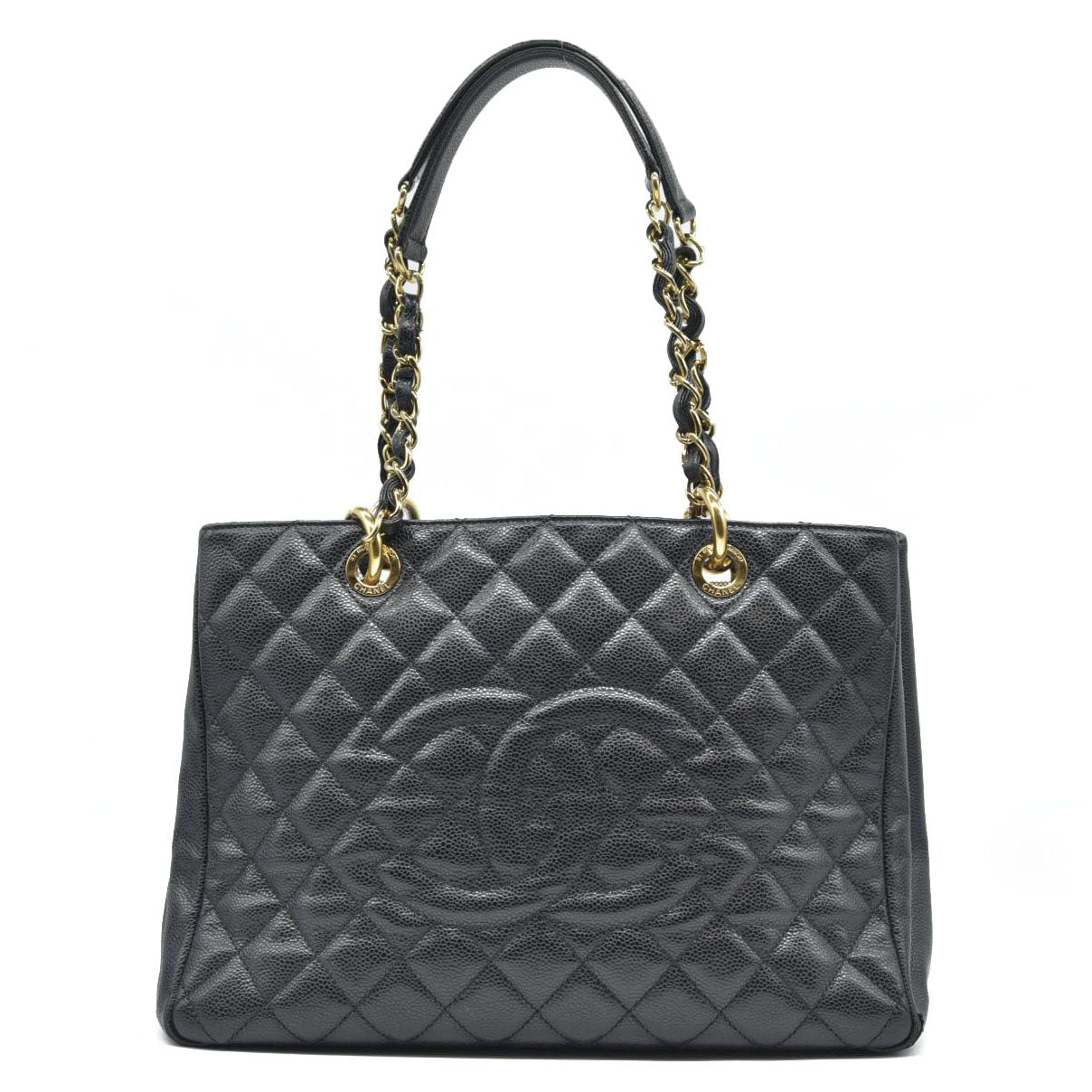 AUCTION $2900 Chanel  Caviar Quilted Grand Shopping Tote GST Black