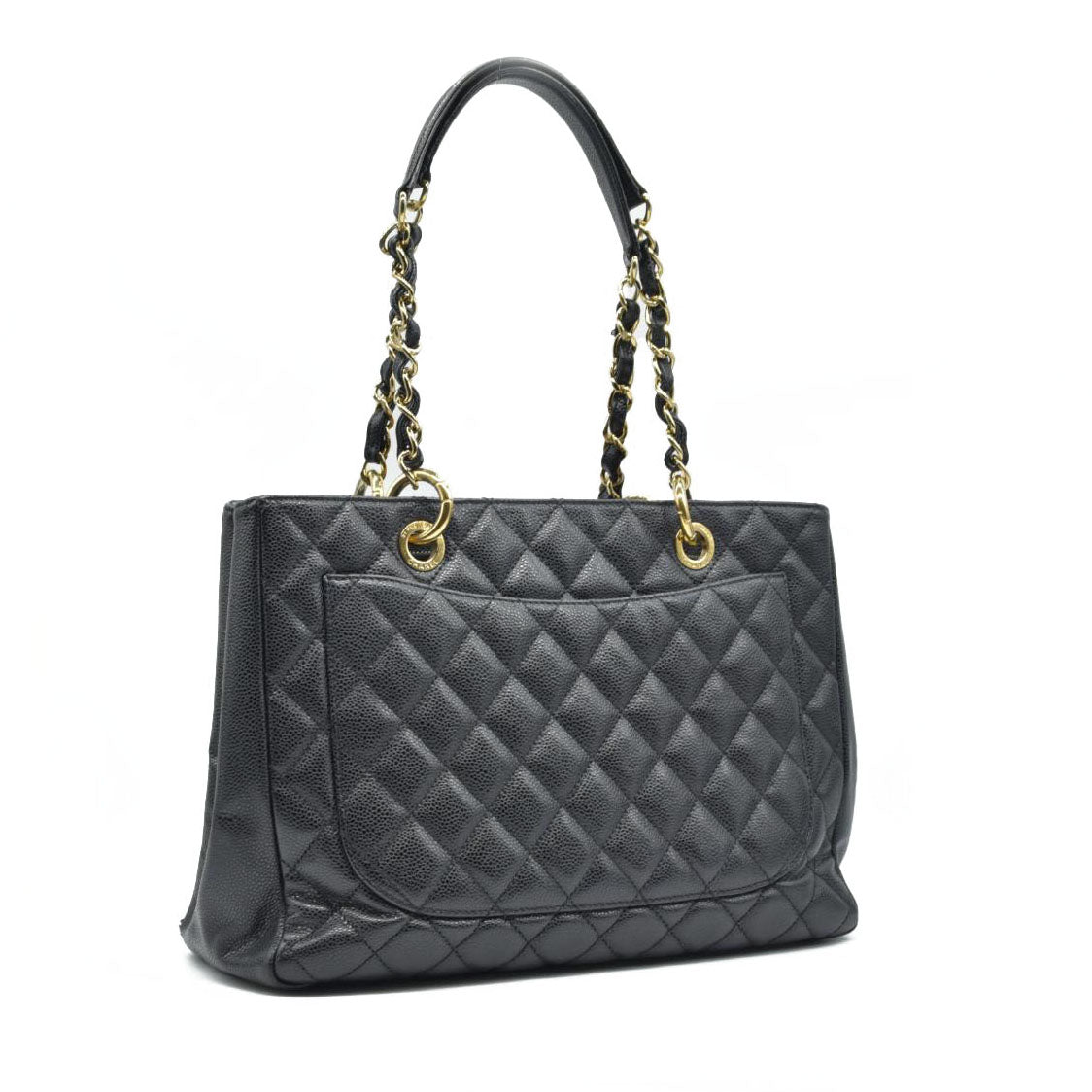 AUCTION $2900 Chanel  Caviar Quilted Grand Shopping Tote GST Black