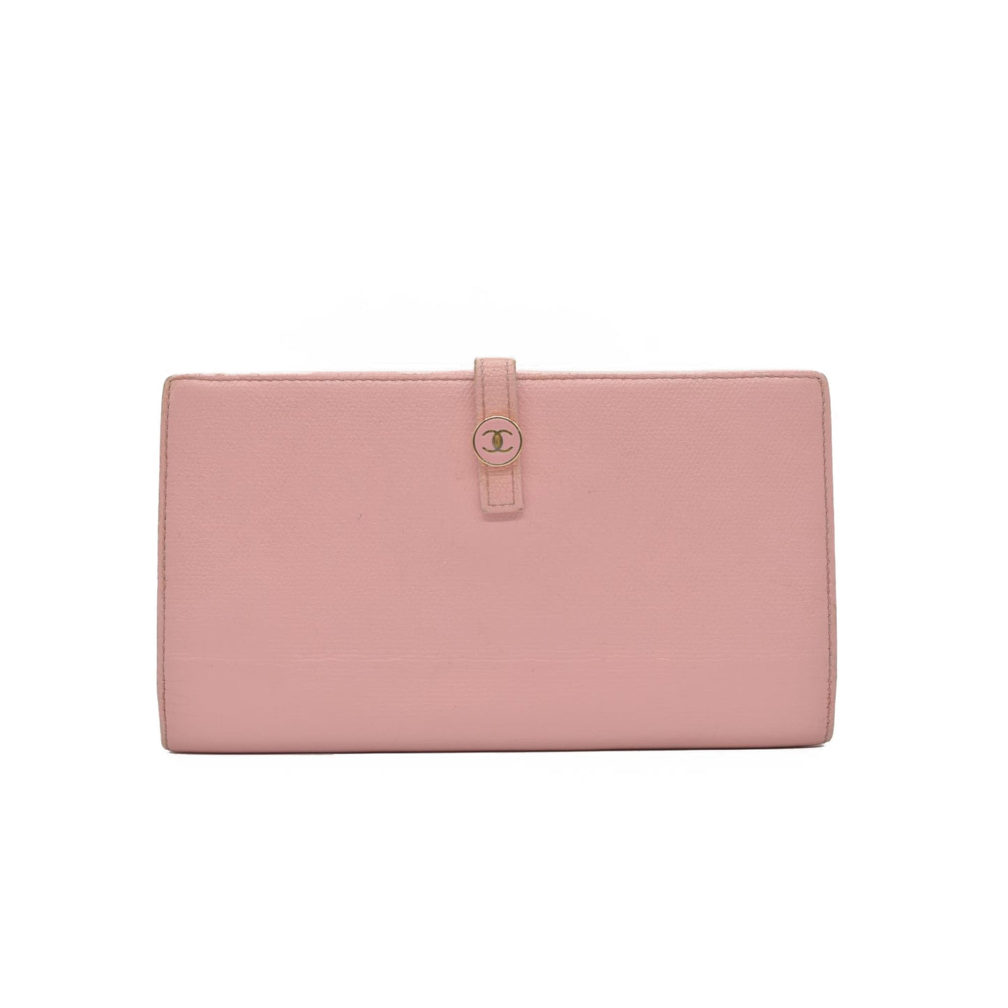 $1075 Chanel 2004 Grained Calfskin CC Button Long Wallet Pink CONSIGNMENT
