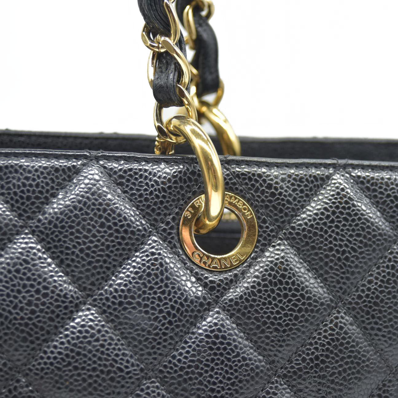 AUCTION $2900 Chanel  Caviar Quilted Grand Shopping Tote GST Black