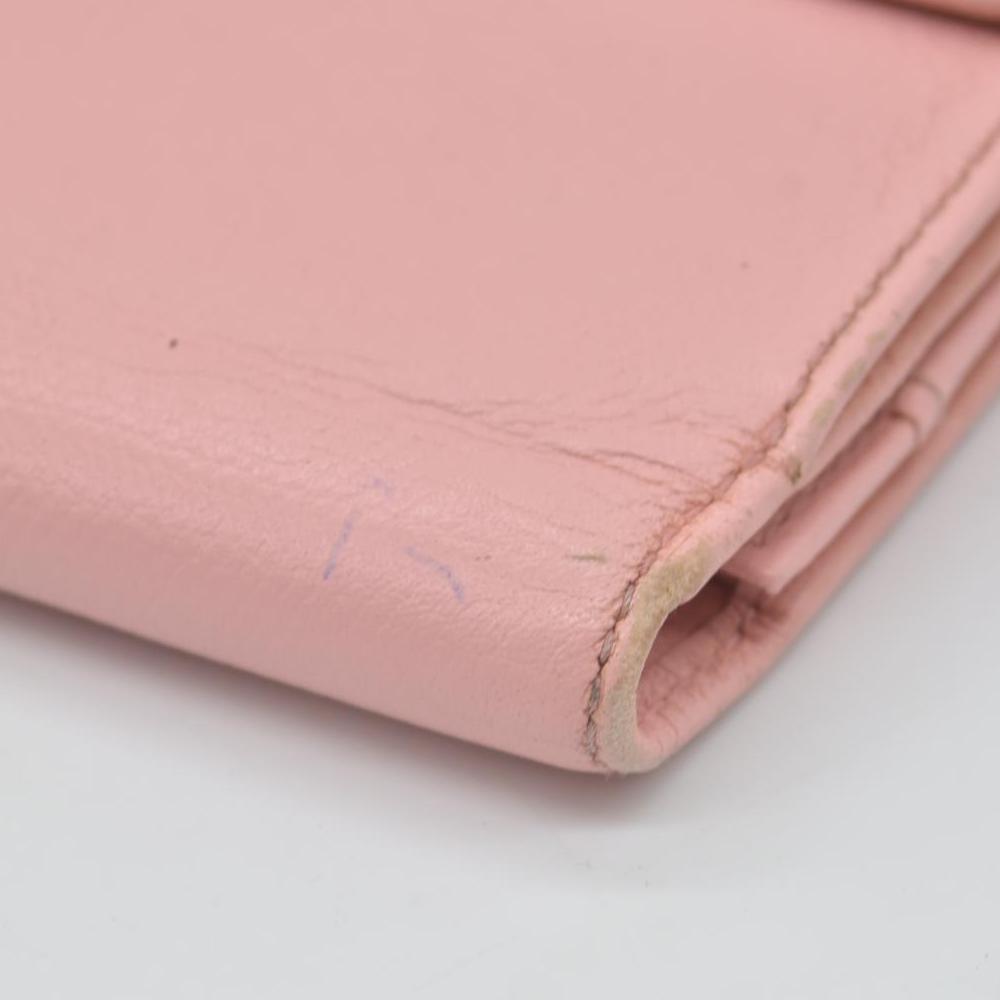 $1075 Chanel 2004 Grained Calfskin CC Button Long Wallet Pink CONSIGNMENT