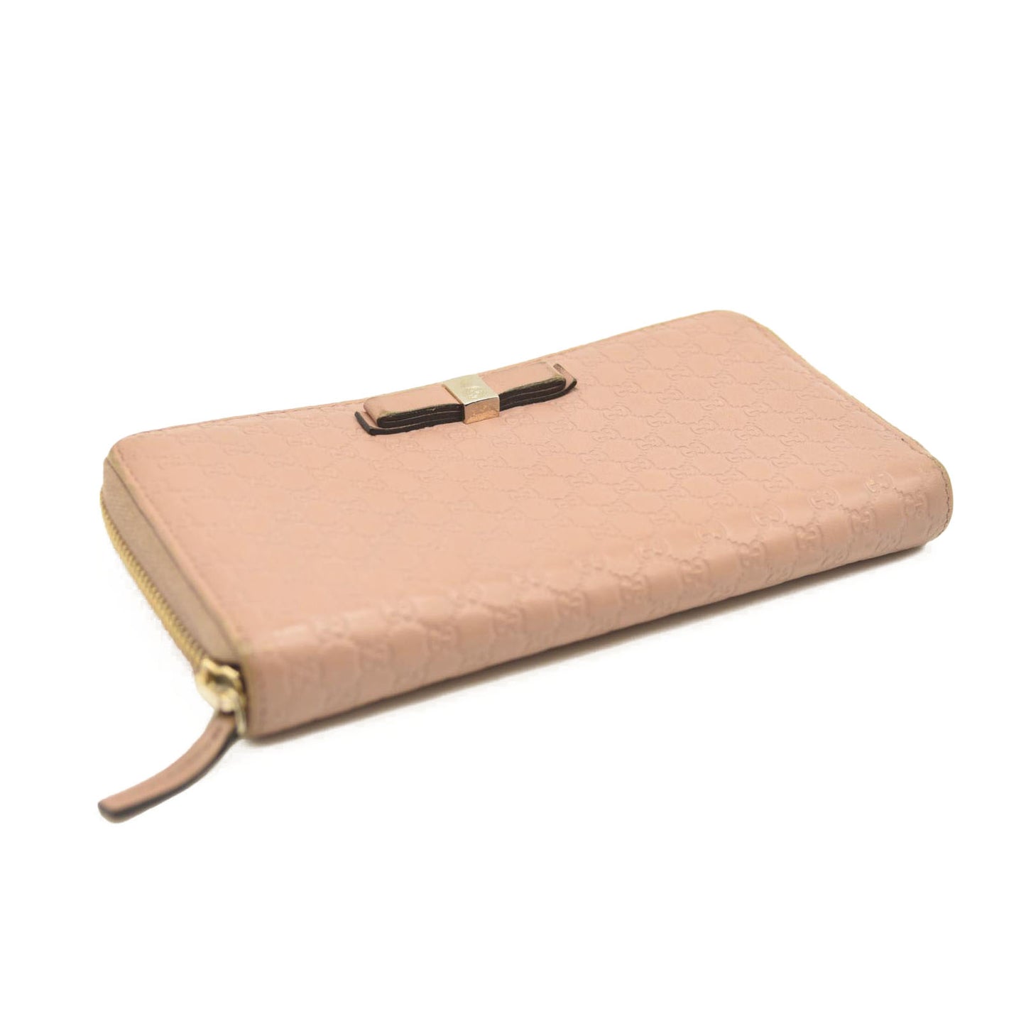 Guccissima Bow Zip Around Wallet Pink