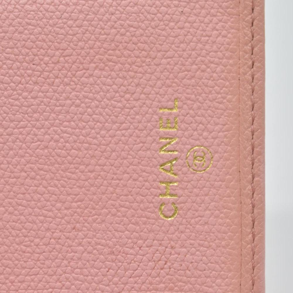 $1075 Chanel 2004 Grained Calfskin CC Button Long Wallet Pink CONSIGNMENT