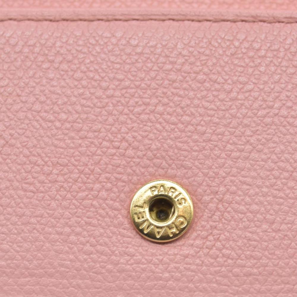 $1075 Chanel 2004 Grained Calfskin CC Button Long Wallet Pink CONSIGNMENT