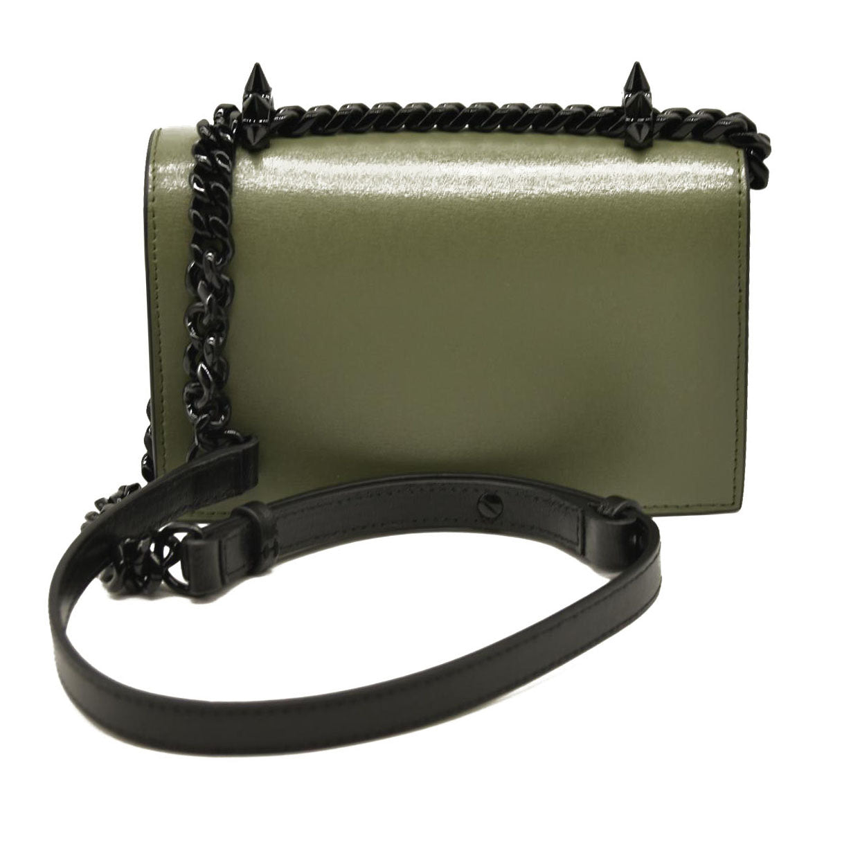 Alexander McQueen  Calfskin Knuckle Skull Crossbody Khaki Green Black