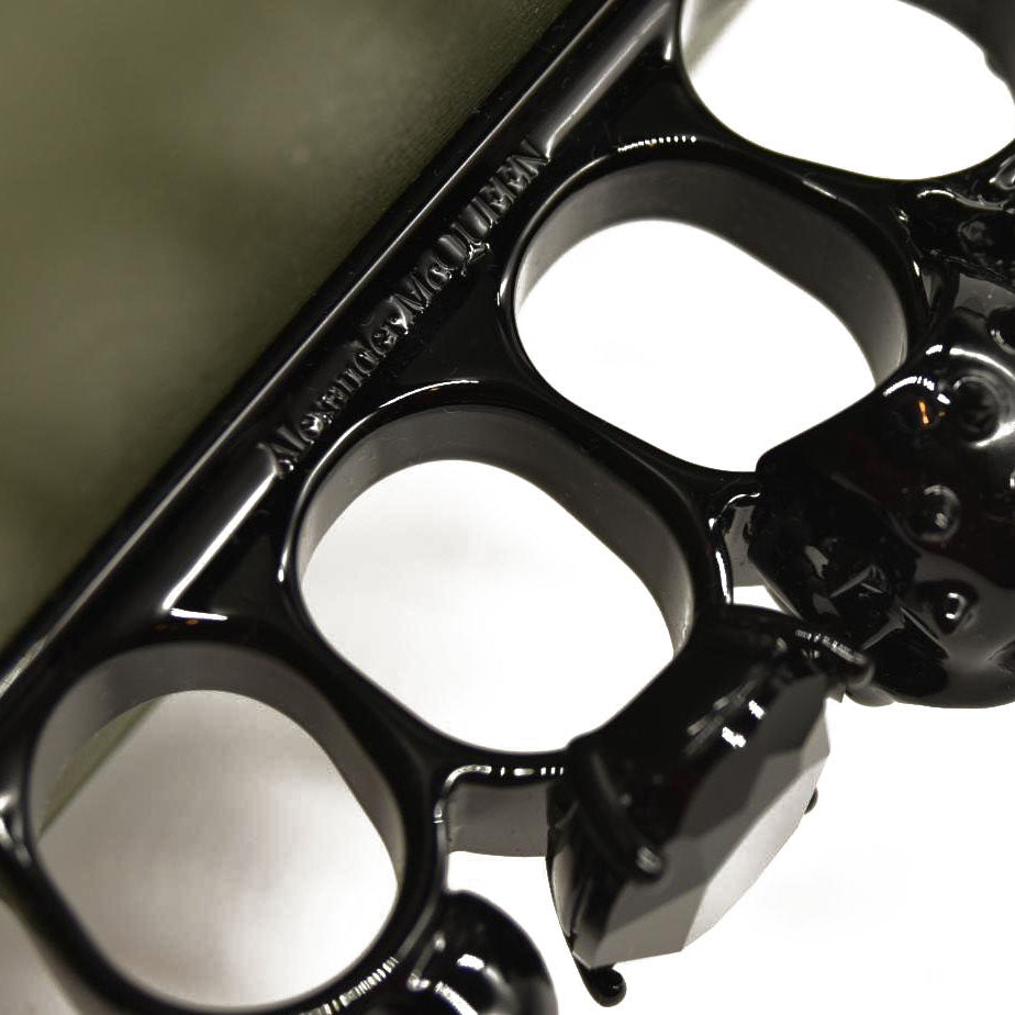 Alexander McQueen  Calfskin Knuckle Skull Crossbody Khaki Green Black