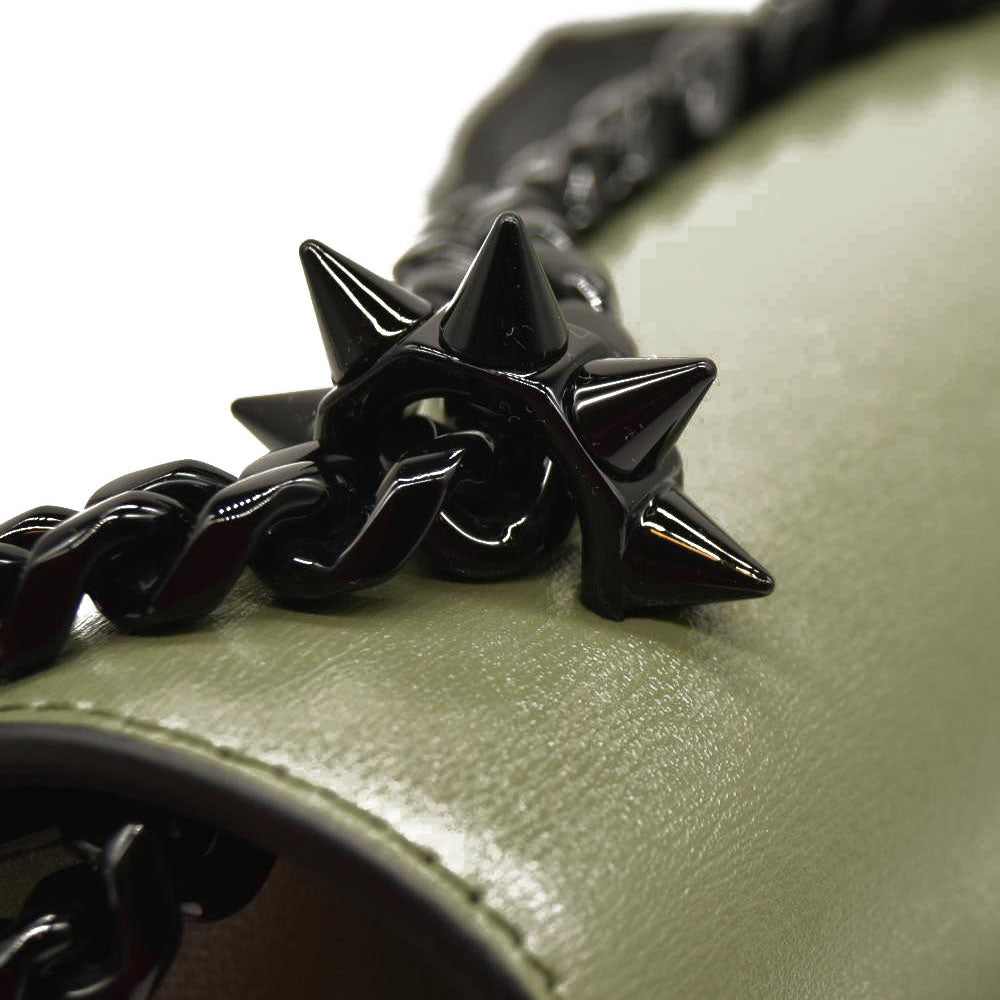 Alexander McQueen  Calfskin Knuckle Skull Crossbody Khaki Green Black