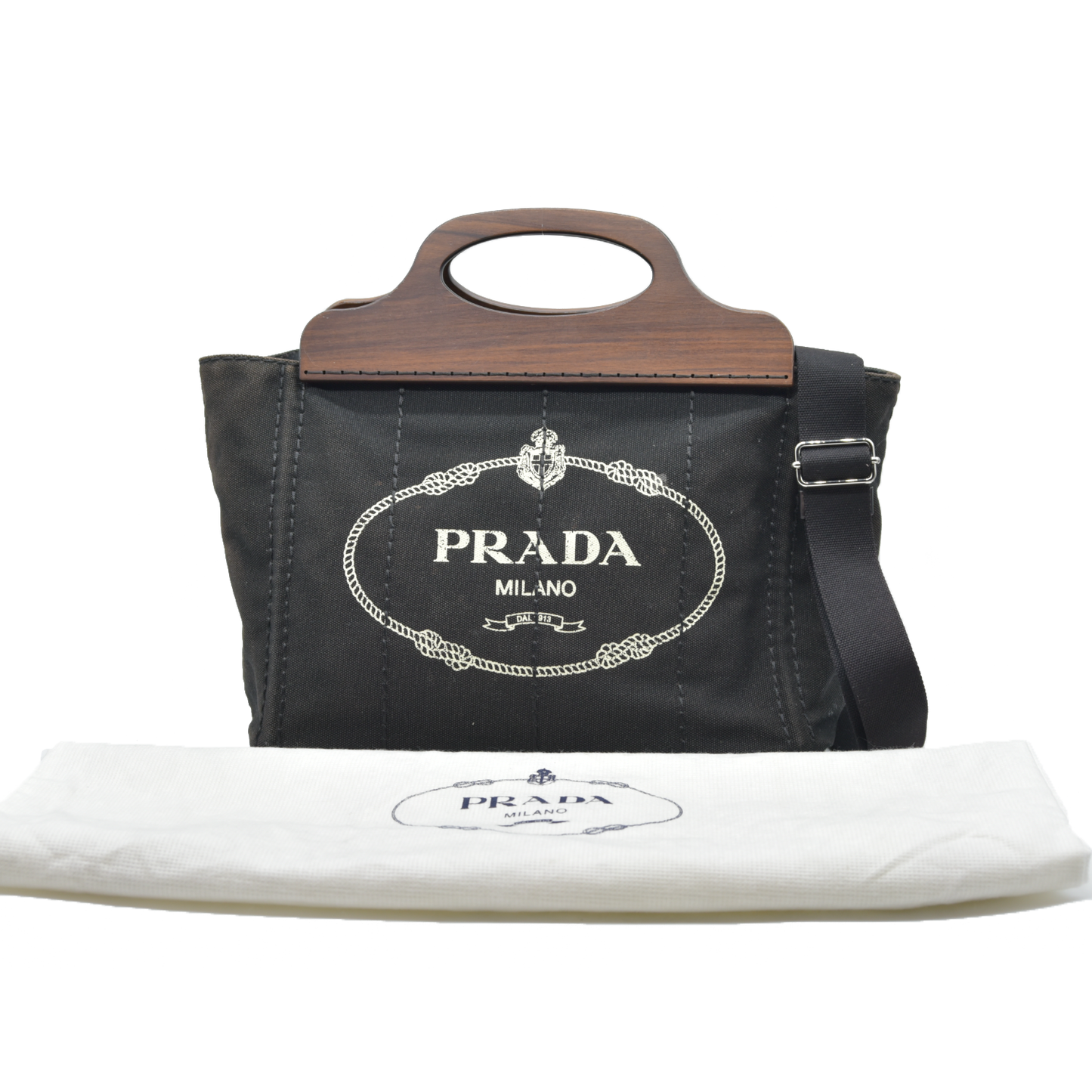 Prada Canvas Wood Handle Canapa Logo Satchel 2013