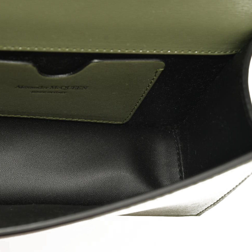 Alexander McQueen  Calfskin Knuckle Skull Crossbody Khaki Green Black