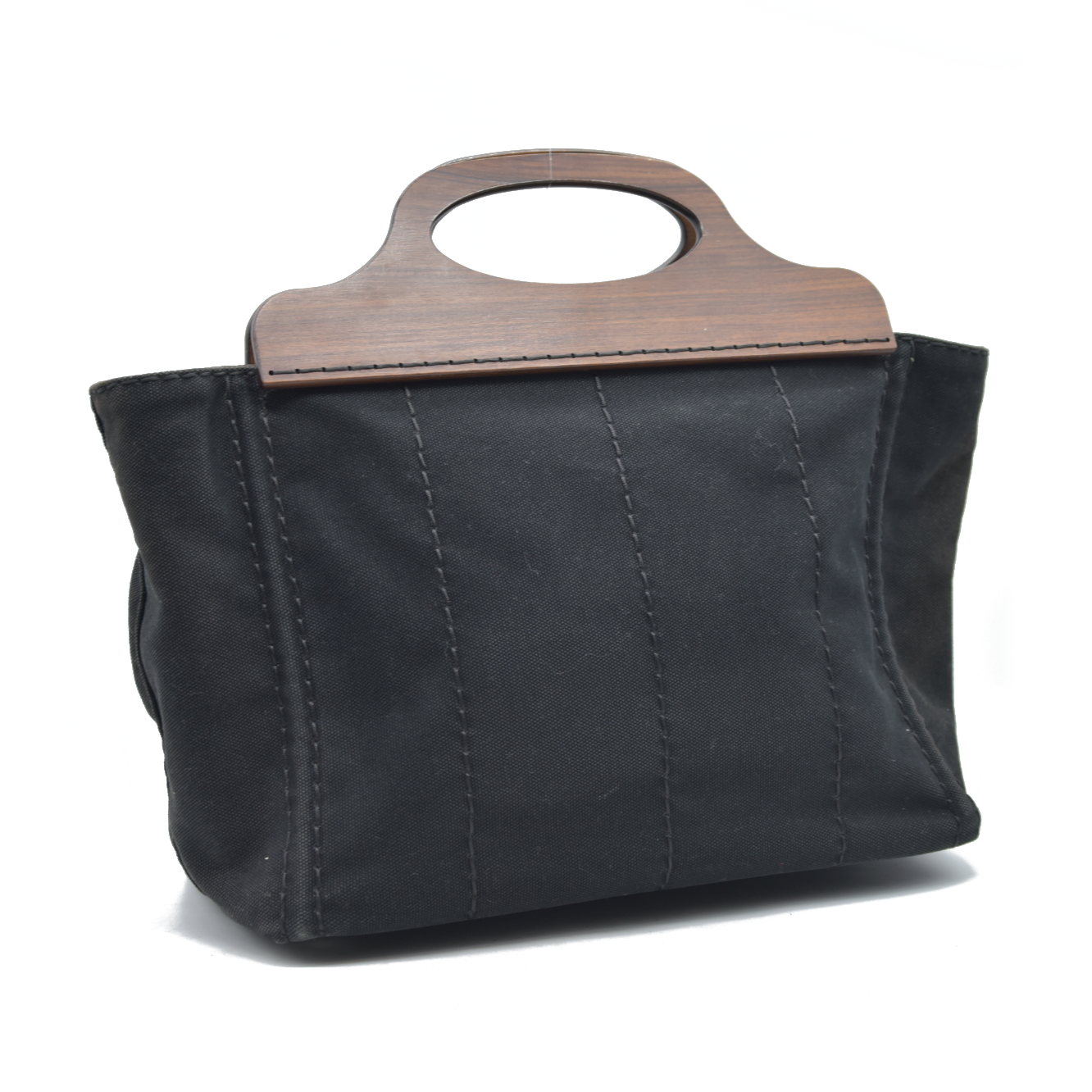 Prada Canvas Wood Handle Canapa Logo Satchel 2013