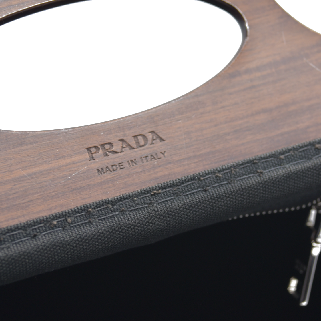 Prada Canvas Wood Handle Canapa Logo Satchel 2013