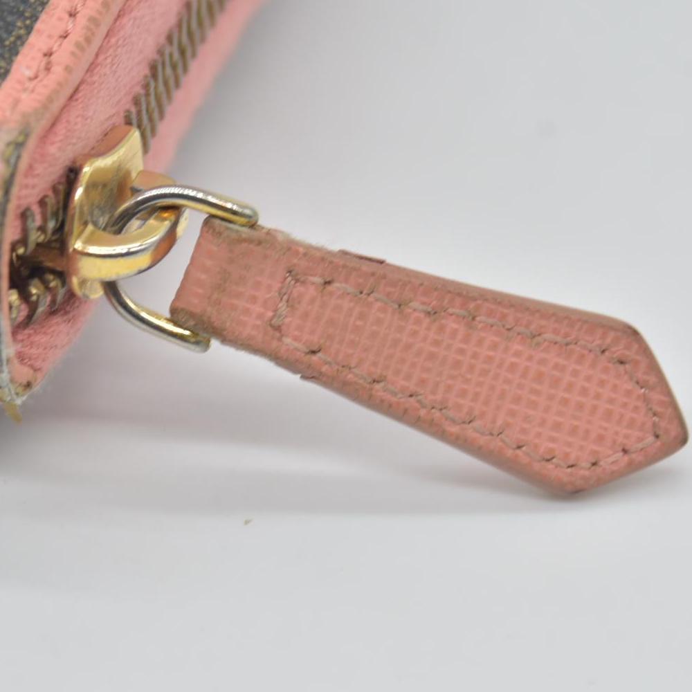 $790 Fendi Zucca Canvas Zip Around Long Wallet Black Brown CONSIGNMENT