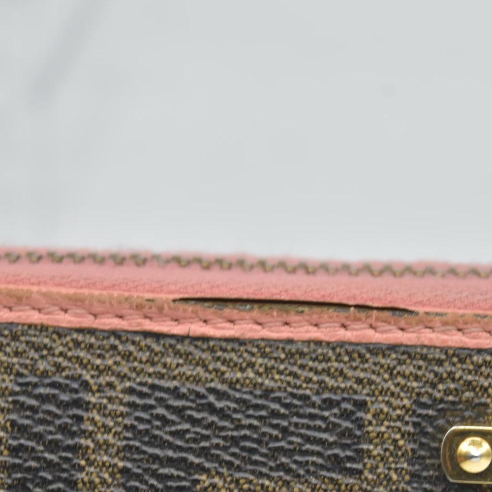 $790 Fendi Zucca Canvas Zip Around Long Wallet Black Brown CONSIGNMENT