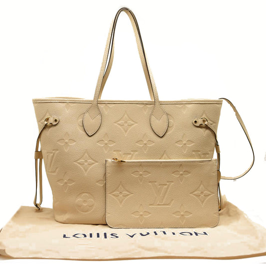 LOUIS VUITTON Empreinte Monogram Giant Neverfull MM Cream