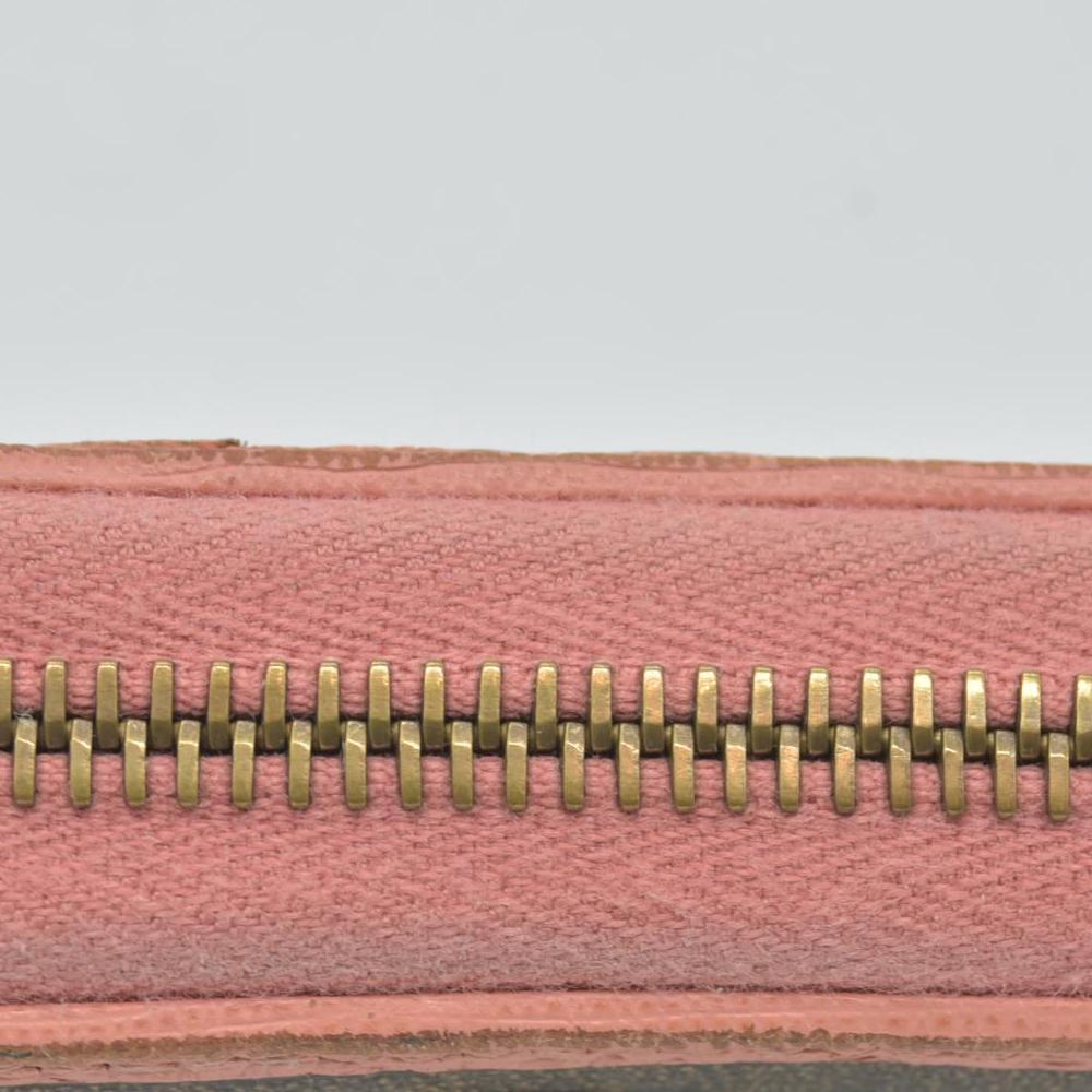 $790 Fendi Zucca Canvas Zip Around Long Wallet Black Brown CONSIGNMENT
