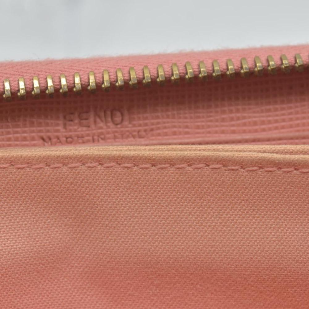 $790 Fendi Zucca Canvas Zip Around Long Wallet Black Brown CONSIGNMENT