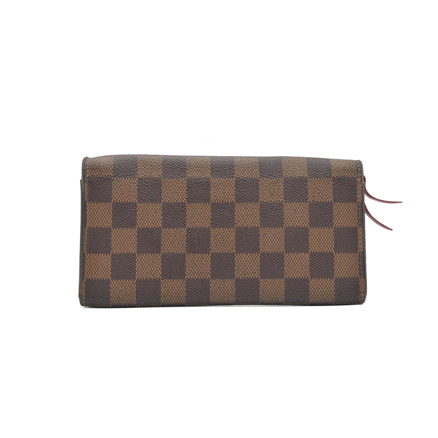$615 2016 Louis Vuitton Damier Ebene Emilie Wallet Red CONSIGNMENT TA1196