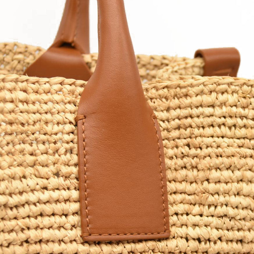 Christian Louboutin Small Raffia Calfskin By My Side Tote Natural Cuoio
