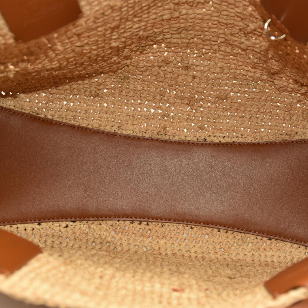 Christian Louboutin Small Raffia Calfskin By My Side Tote Natural Cuoio