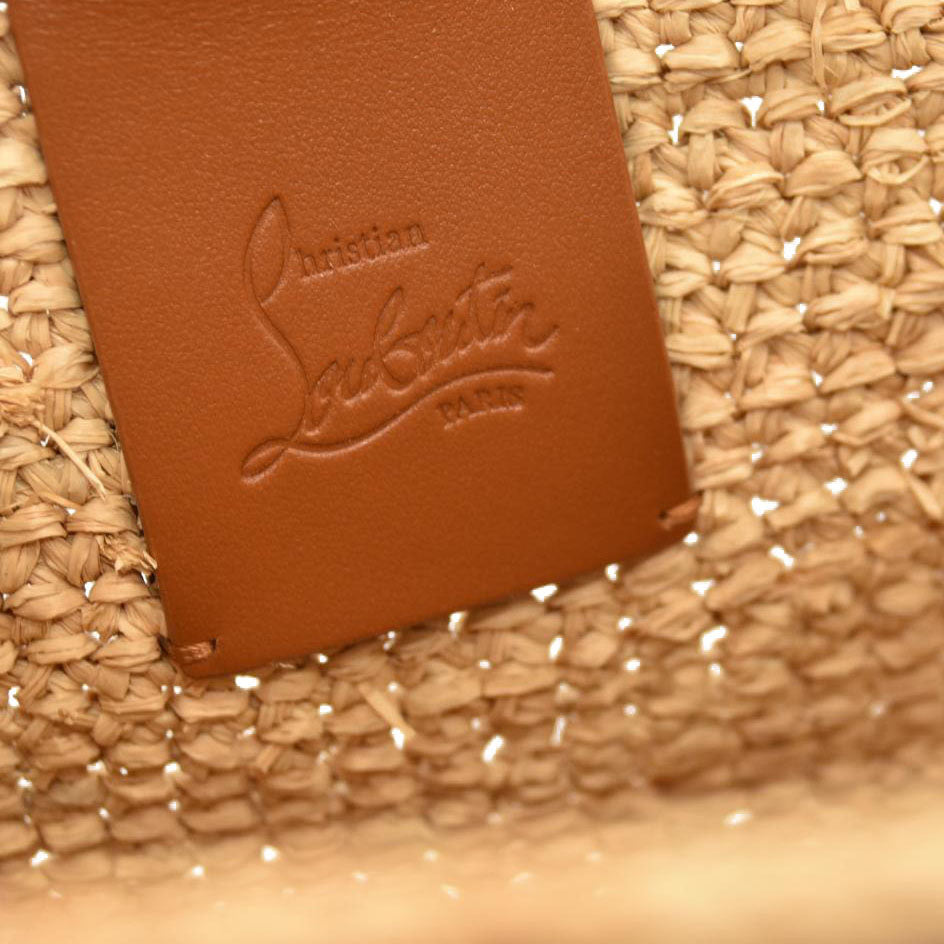 Christian Louboutin Small Raffia Calfskin By My Side Tote Natural Cuoio