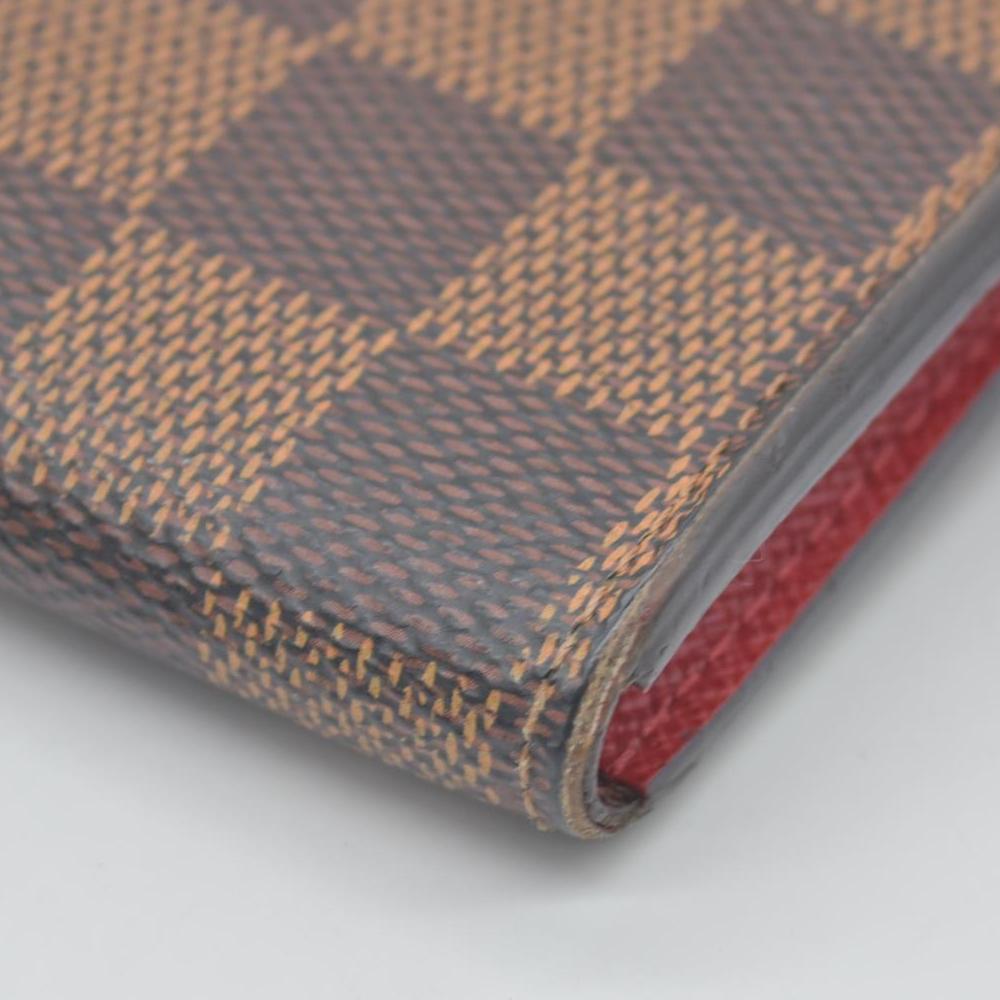 $615 2016 Louis Vuitton Damier Ebene Emilie Wallet Red CONSIGNMENT TA1196