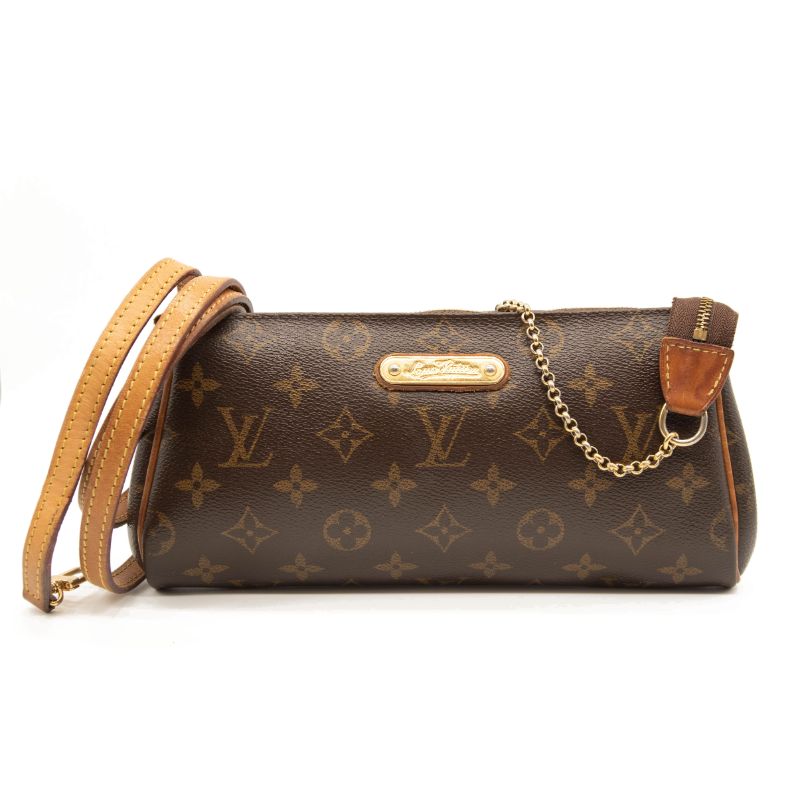 Louis Vuitton Monogram Eva Crossbody Shoulder Bag Brown Clutch Chain