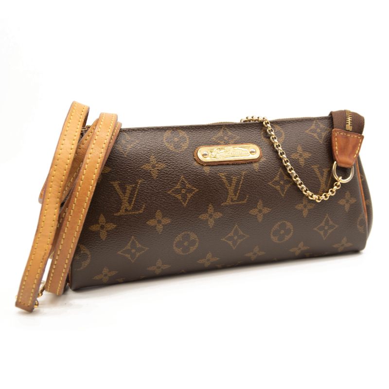 Louis Vuitton Monogram Eva Crossbody Shoulder Bag Brown Clutch Chain