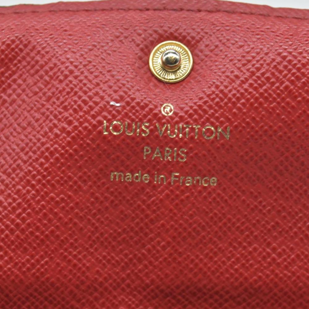 $615 2016 Louis Vuitton Damier Ebene Emilie Wallet Red CONSIGNMENT TA1196