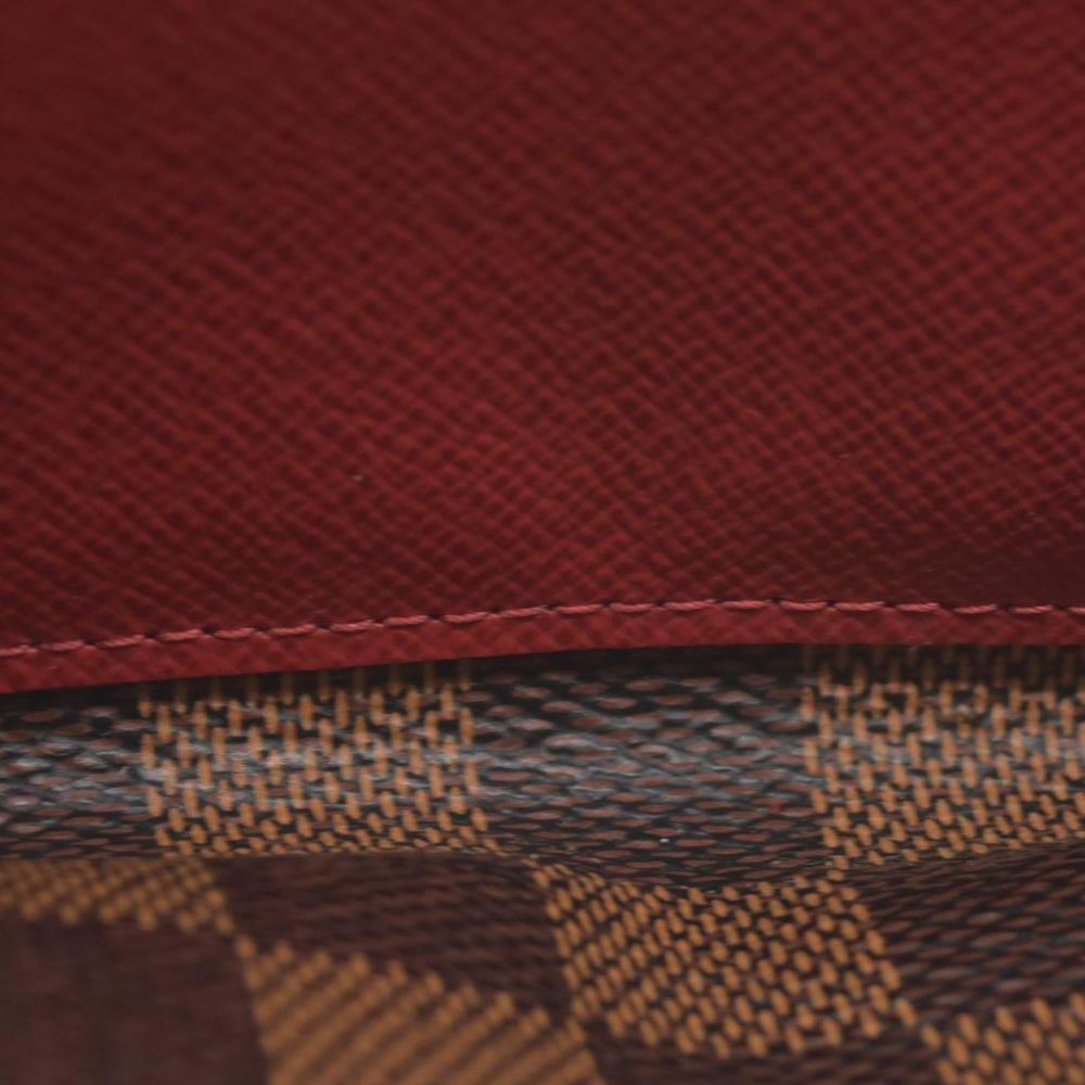 $615 2016 Louis Vuitton Damier Ebene Emilie Wallet Red CONSIGNMENT TA1196