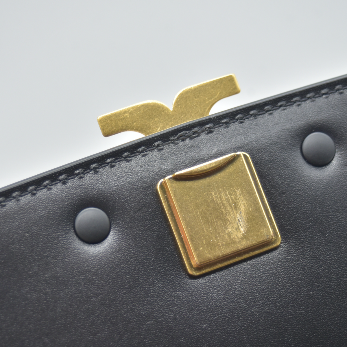$800 Tory Burch Eleanor Convertible Shoulder Bag Black Gold